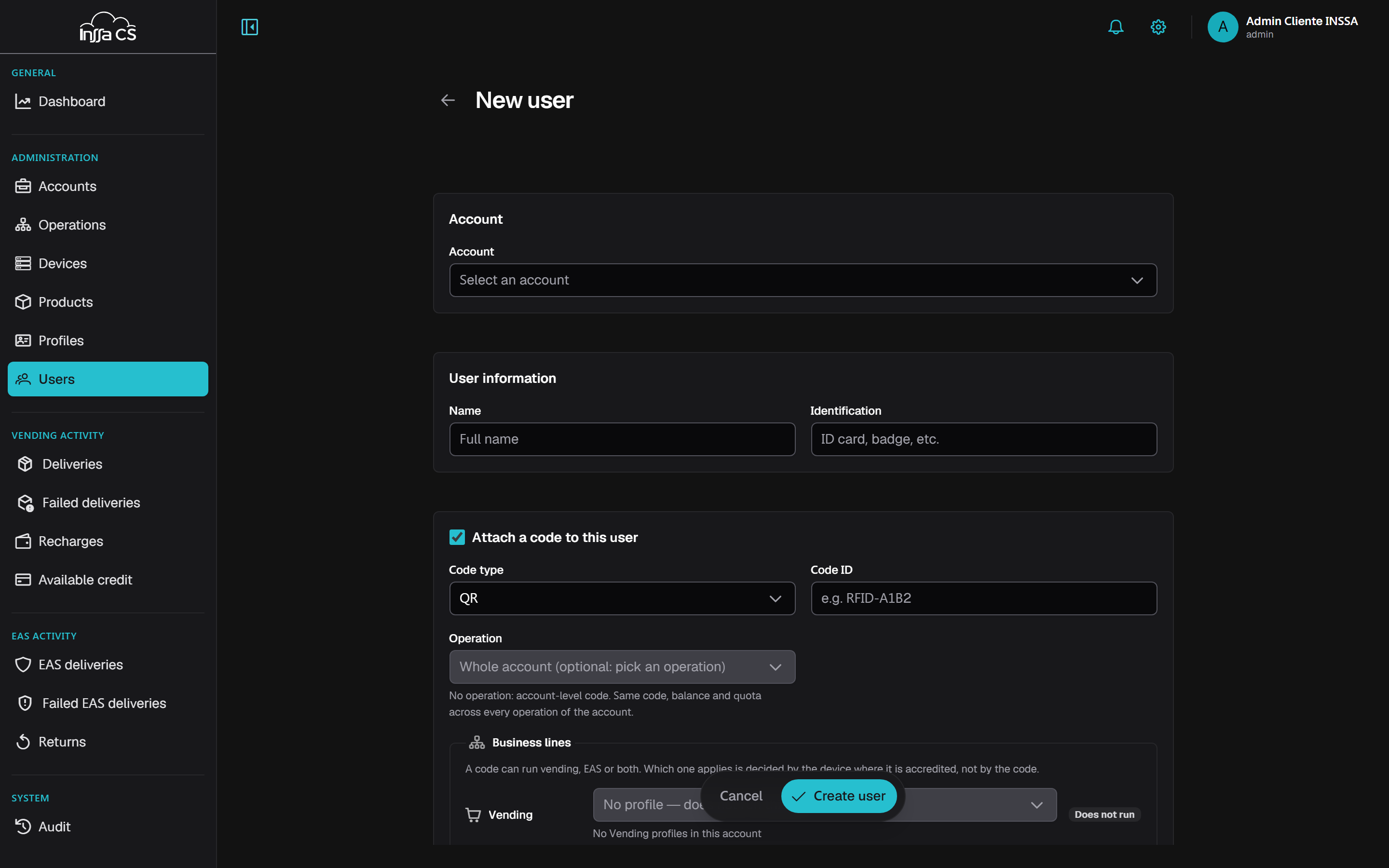 New user form