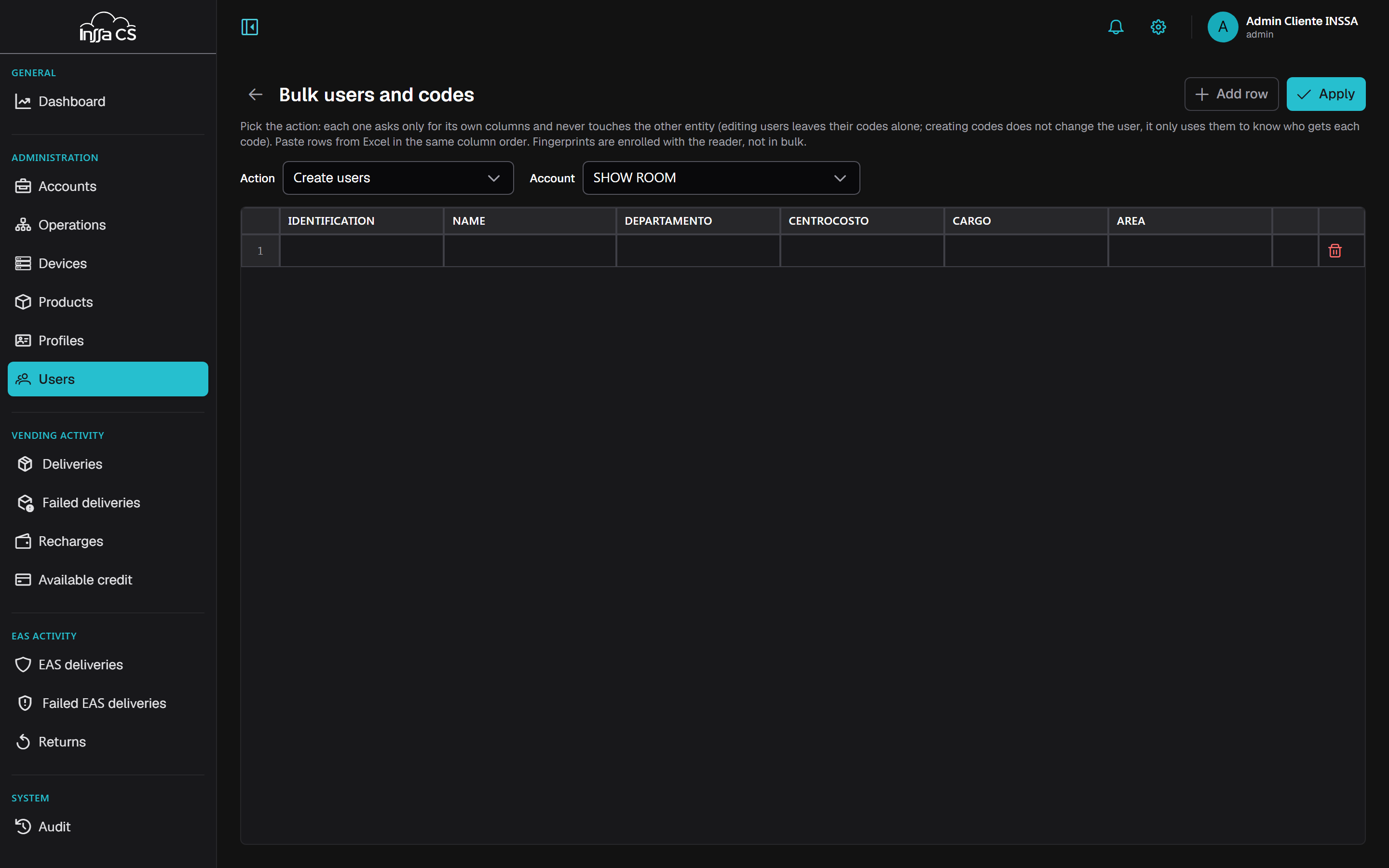 Bulk actions grid