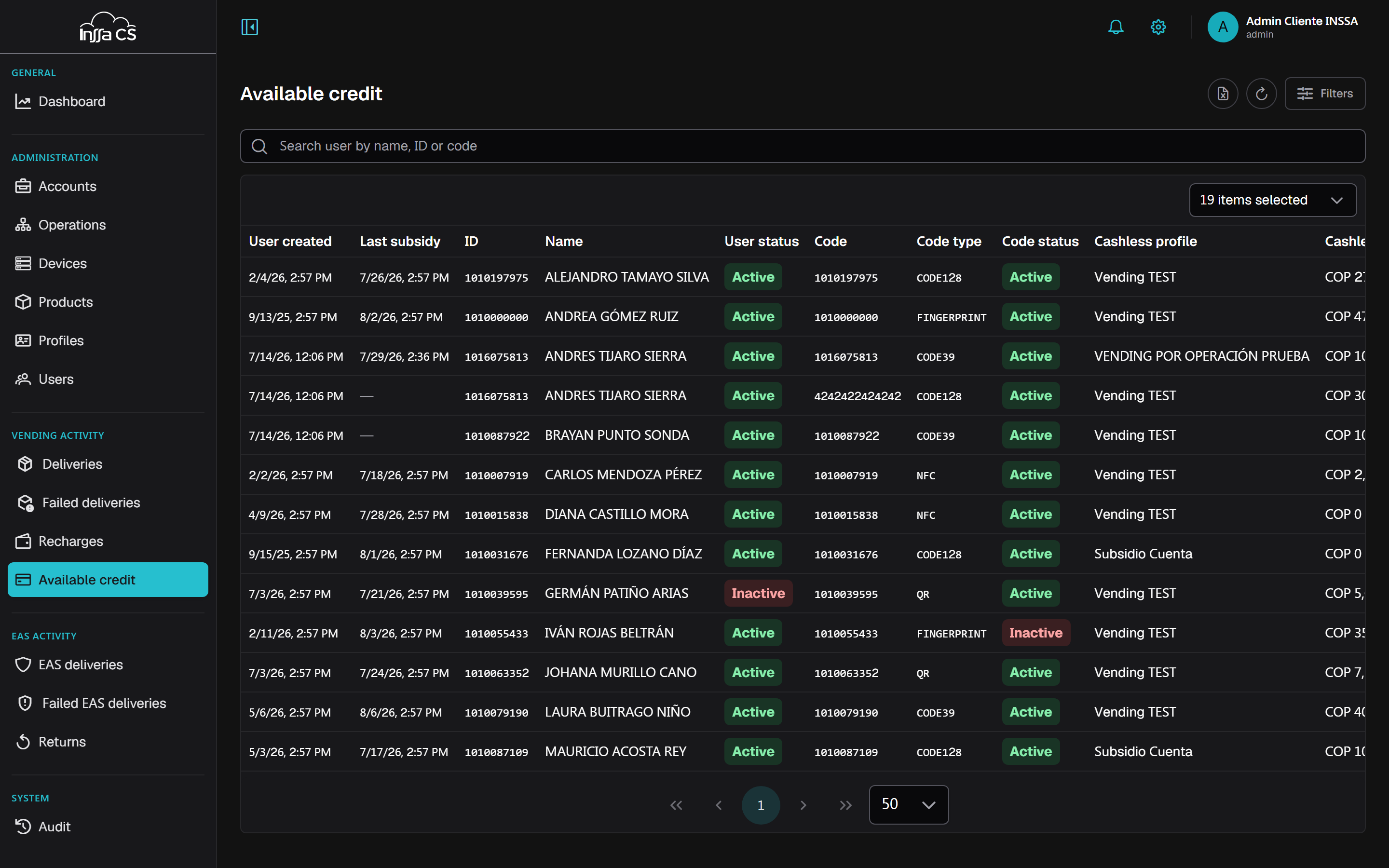 Available credit report