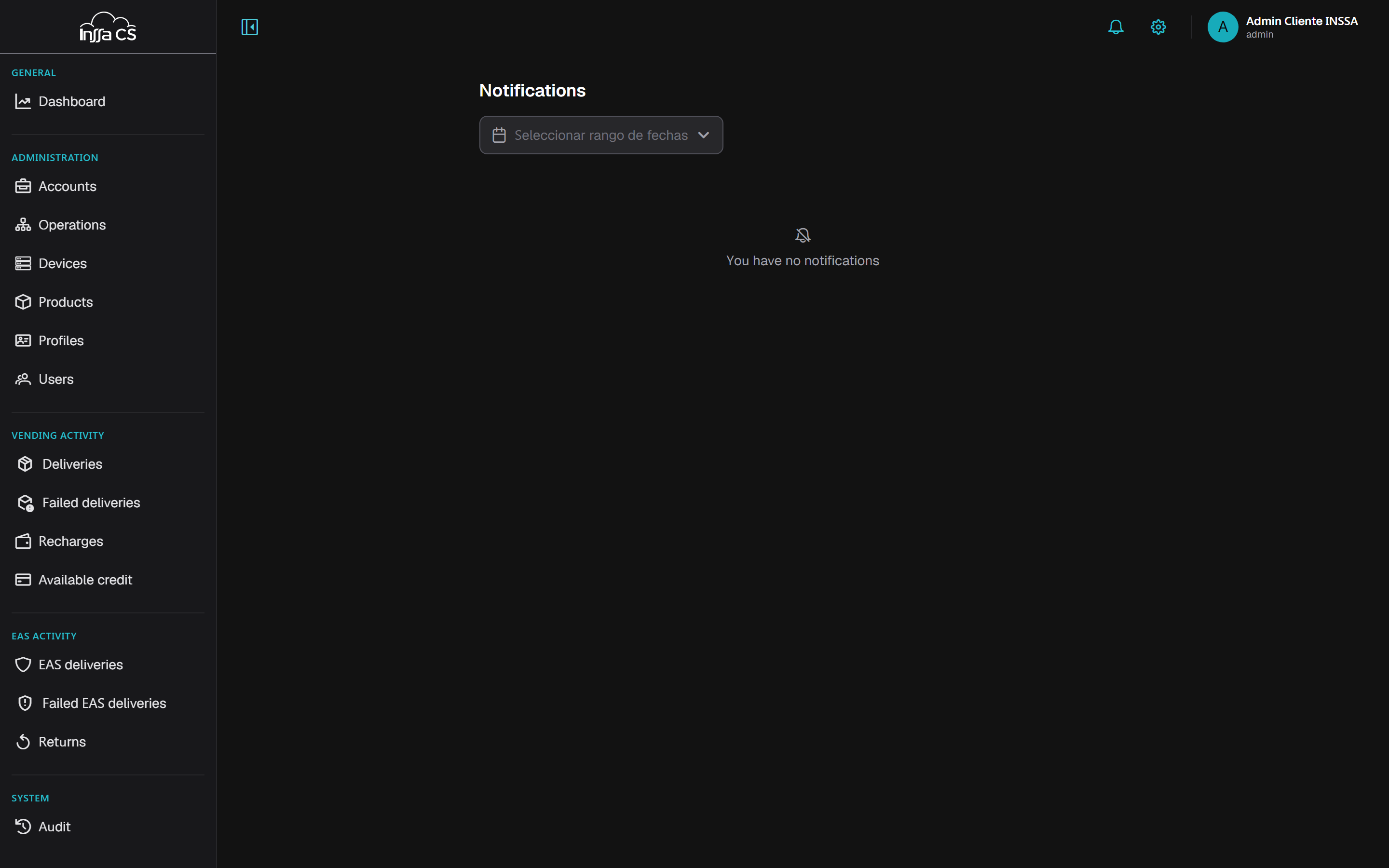 Notifications panel