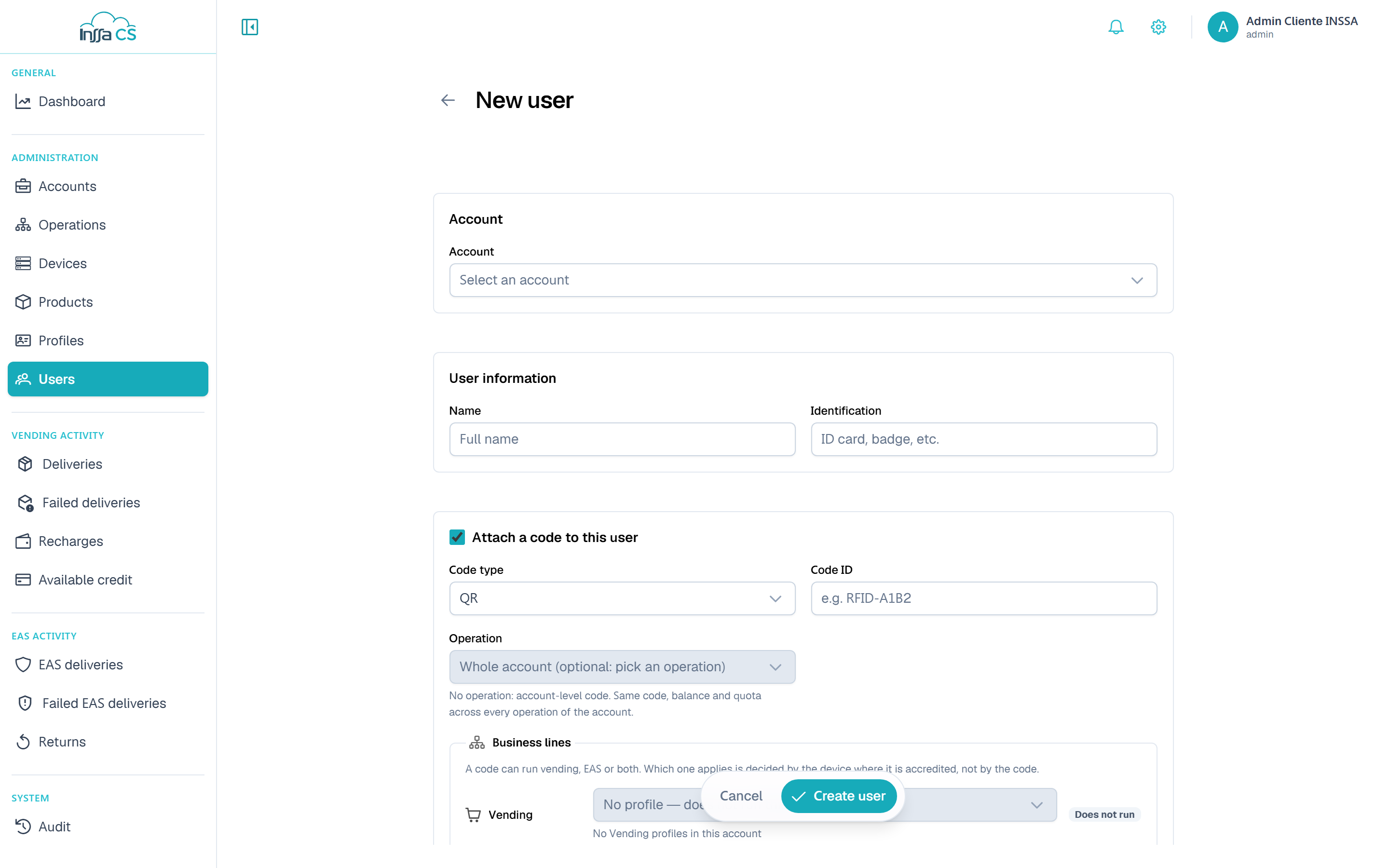 New user form
