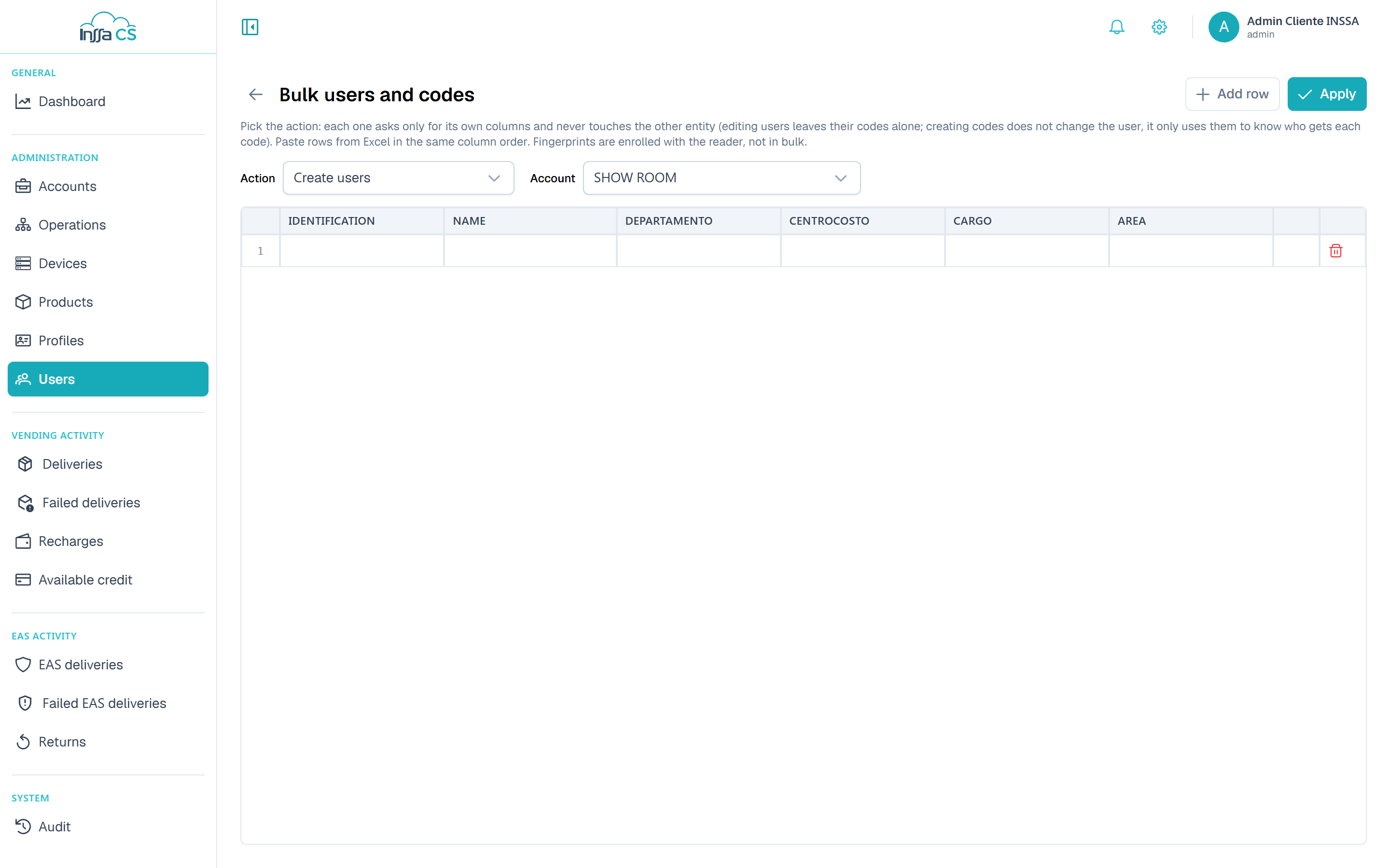 Bulk actions grid