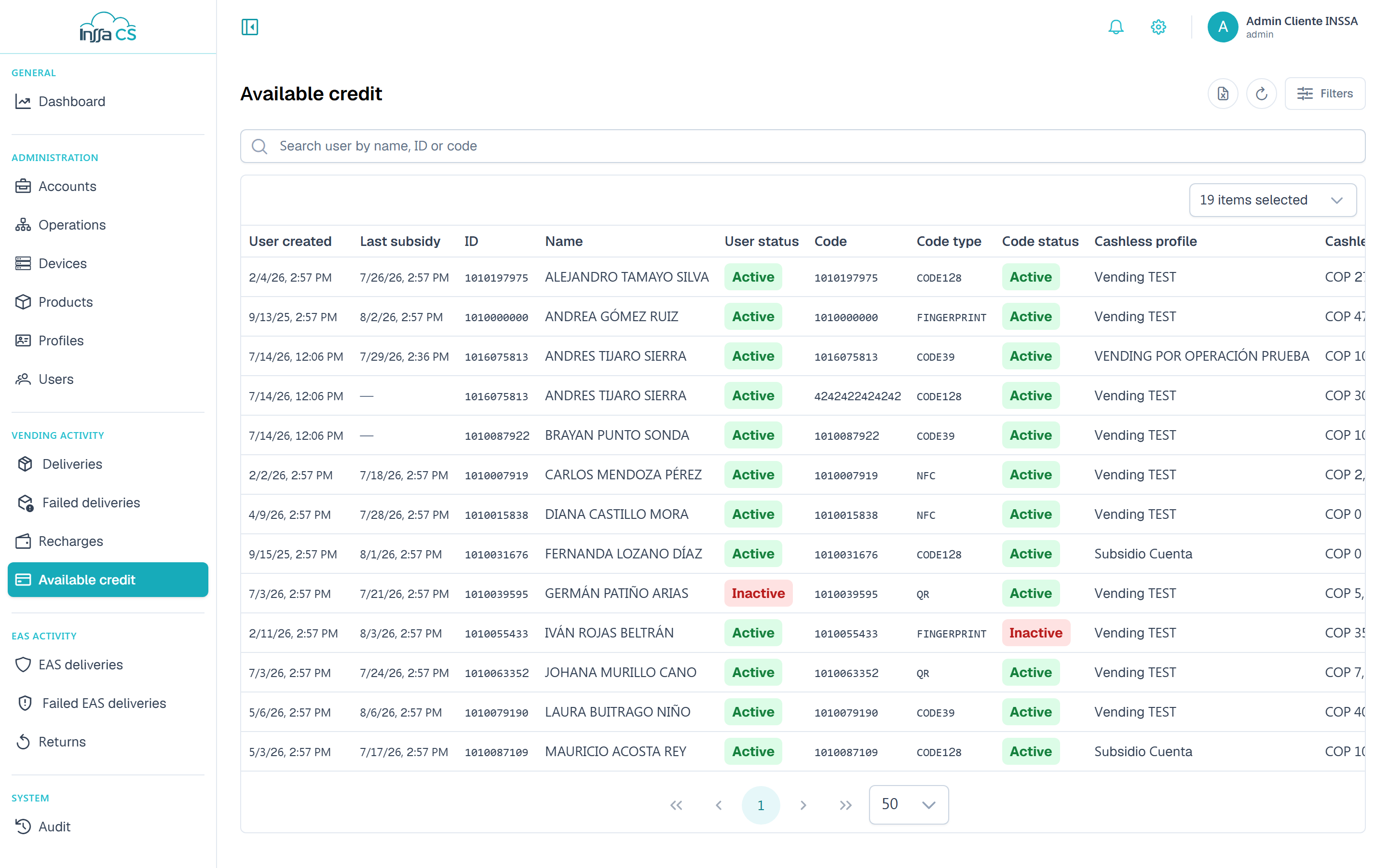 Available credit report