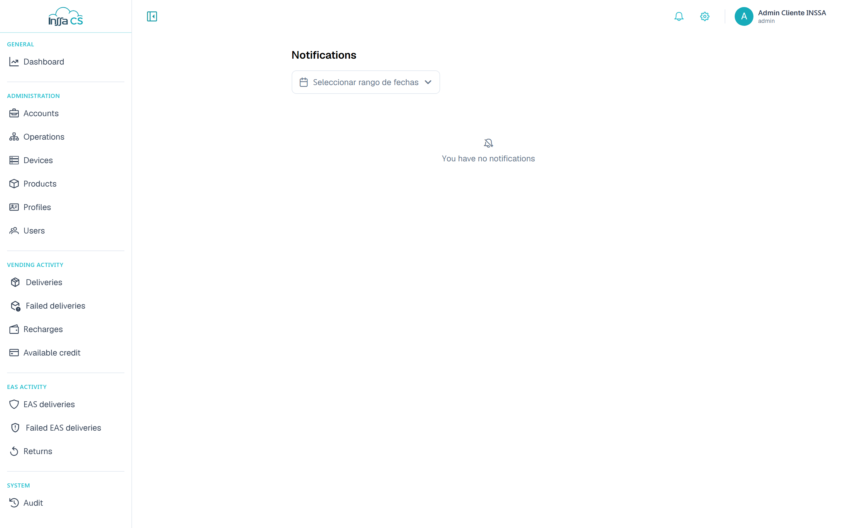Notifications panel