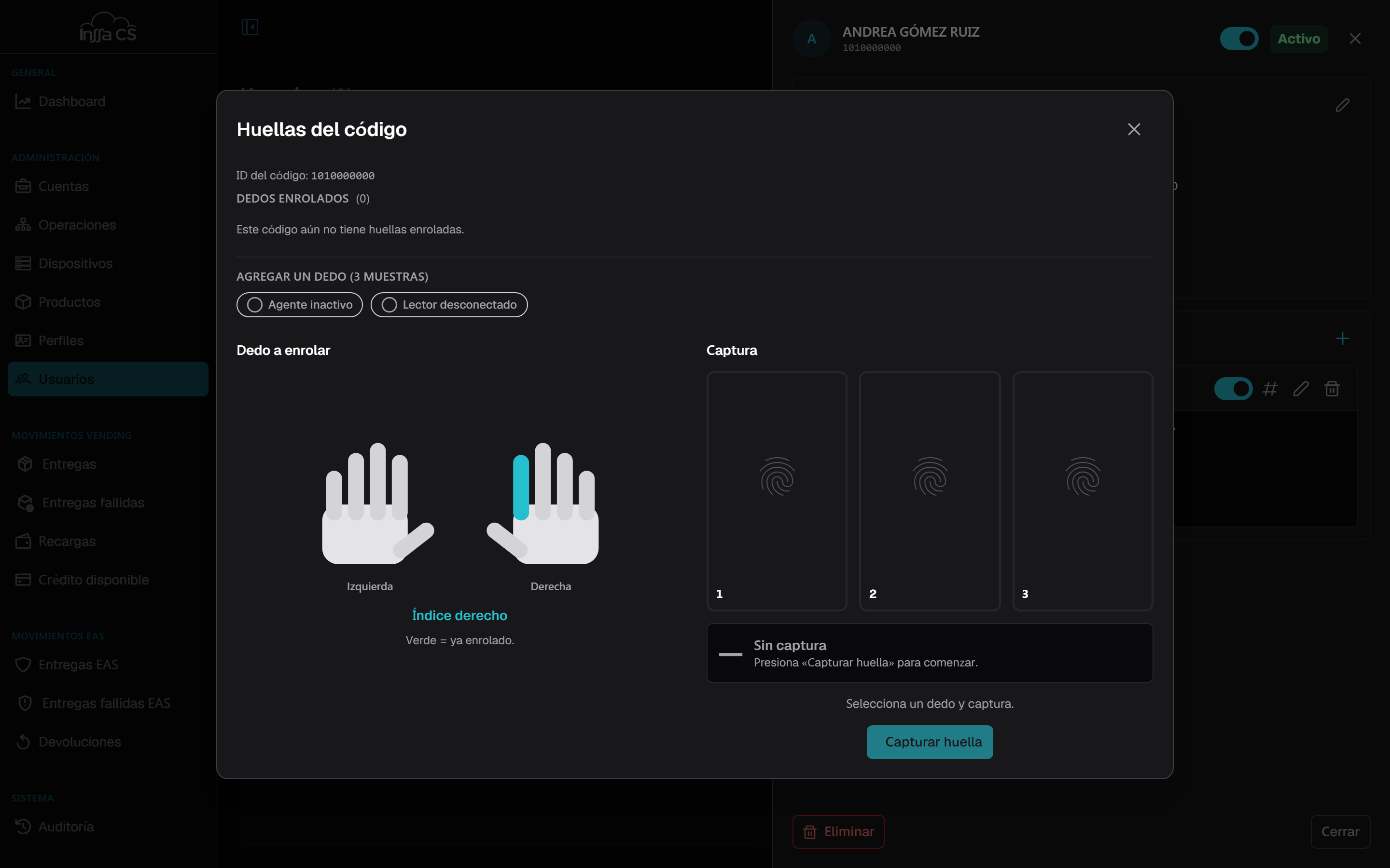 Gestor de huellas de un código