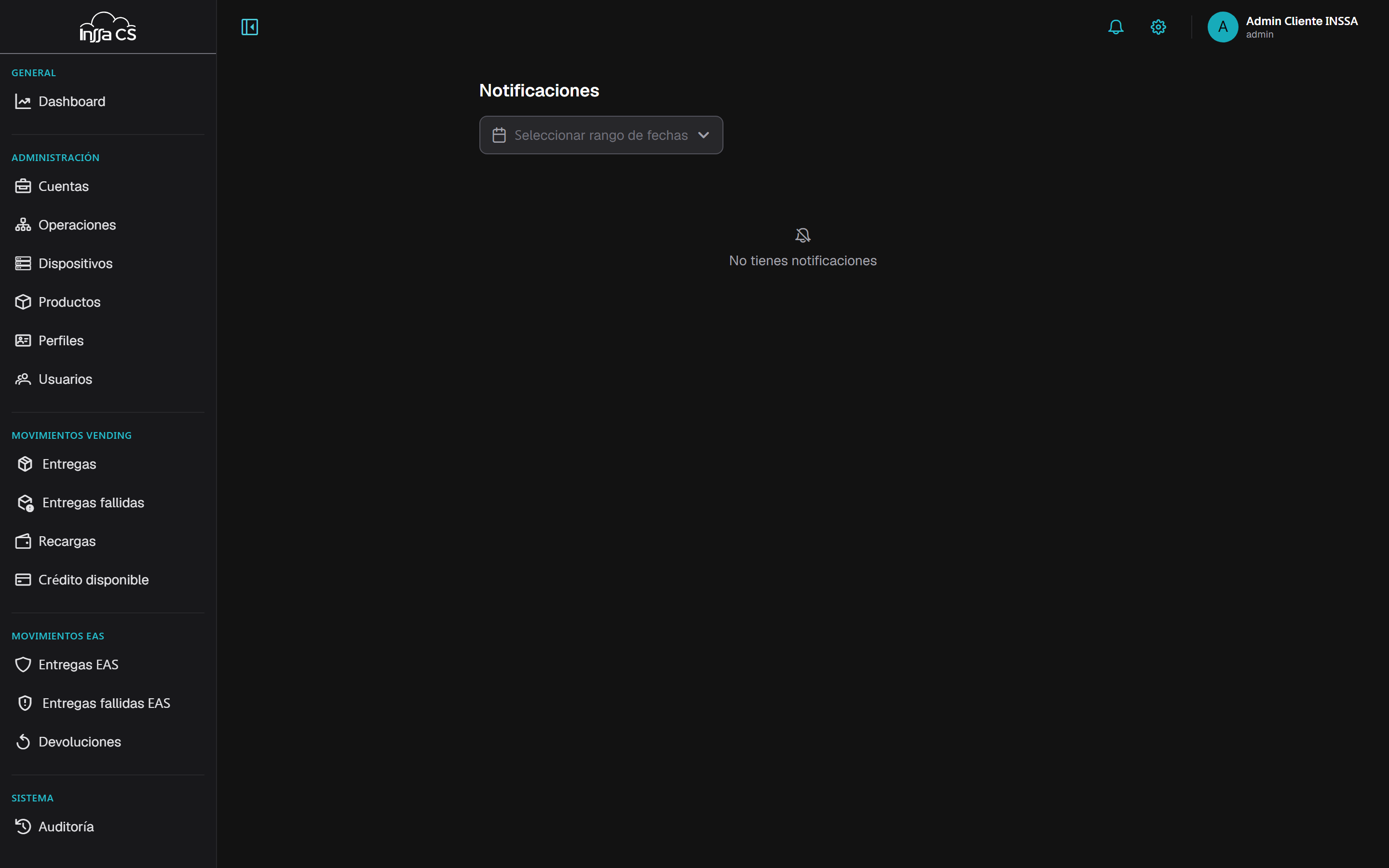 Panel de notificaciones